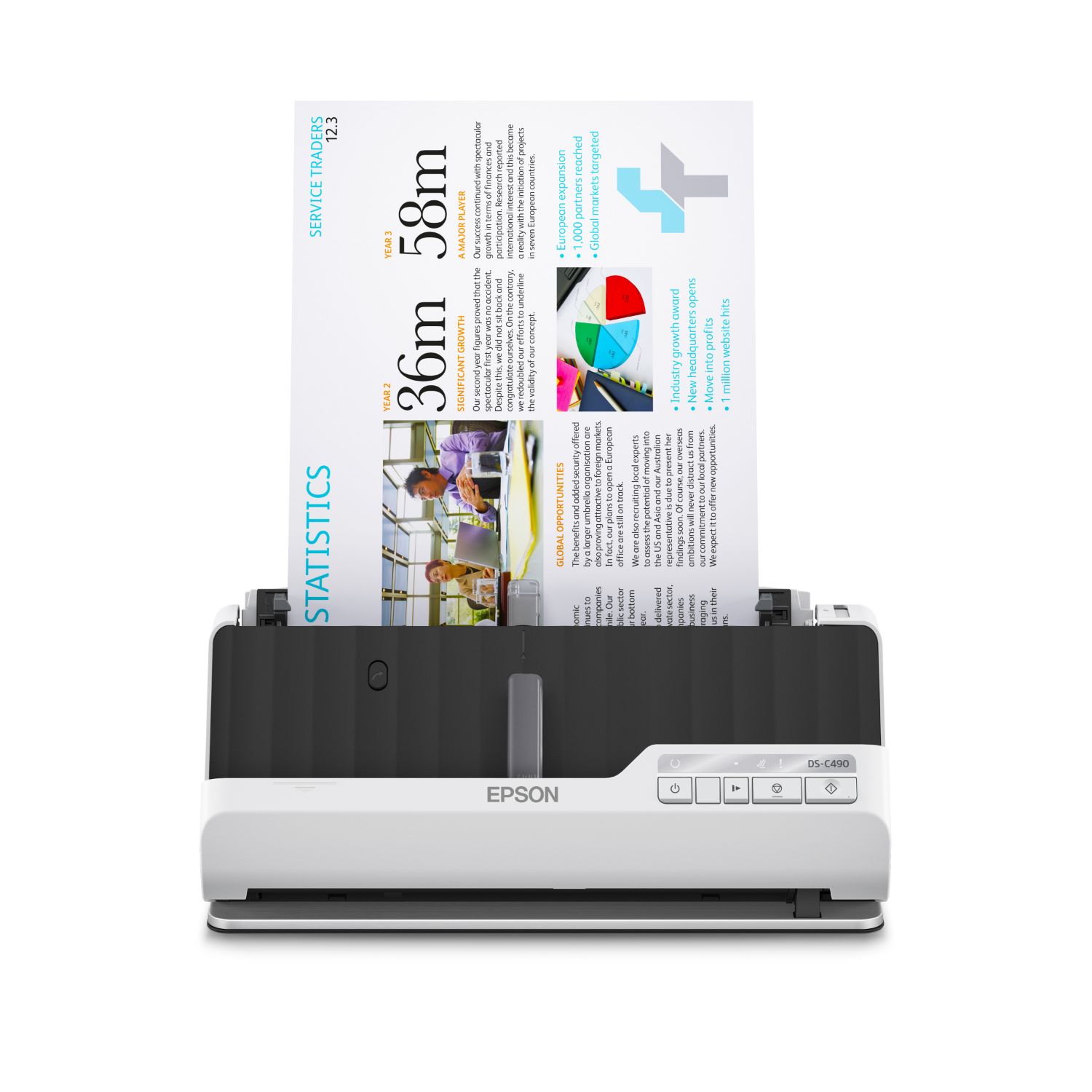 B11B271401 - Escner EPSON DS-490 ADF A4 600dpi , escanea DNI y Pasaporte. (B11B271401)
