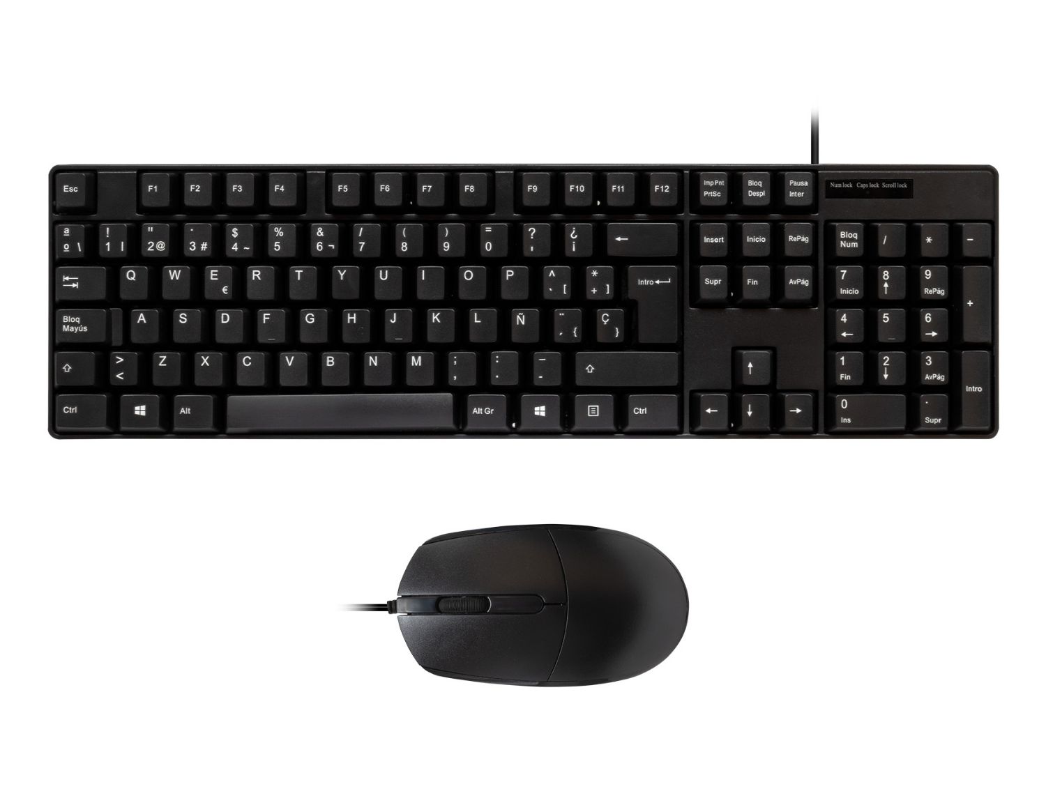 UK50545 - Kit Teclado + Ratn UNYKA OEM 105 Teclas USB ptico 1200dpi Negro Mate (UK50545)
