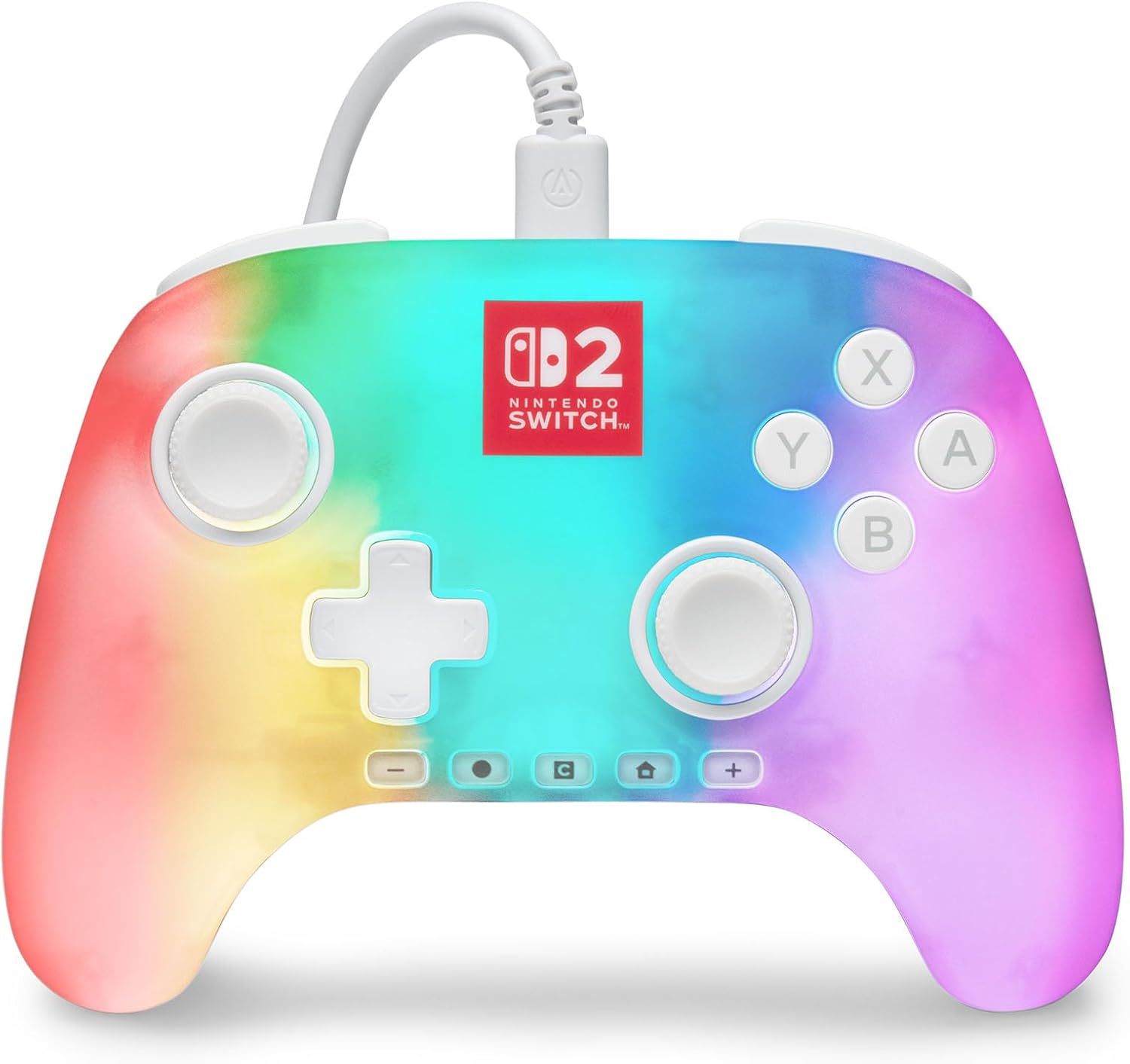 NSGP0524-01 - GamePad PowerANintendo Switch 2 Lumectra Blanco Cable USB-C 3m Iluminaci�n RGB (NSGP0524-01)