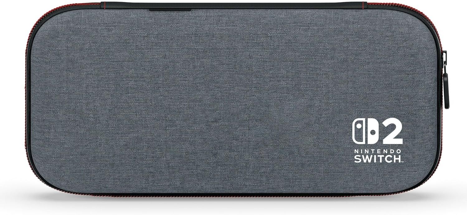 NSCS0528-01 - Funda PowerA para Nintendo Switch 2, Almacenamiento hasta 10 tarjetas de juego, Protector de pantalla acolchado, Gris Oscuro(NSCS0528-01)