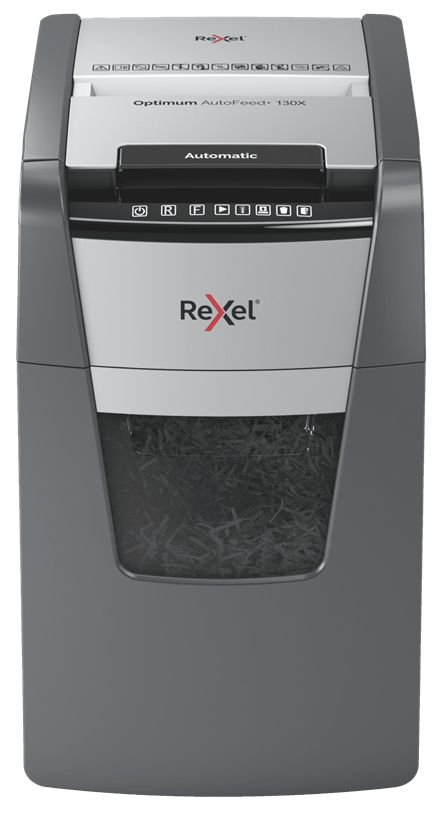 2020130XEU - Destructora Rexel Optimum AutoFeed 130X Papel/tarjetas de Crdito/Grapas/Clips Corte en Partculas P-4 44L Negra (2020130XEU)
