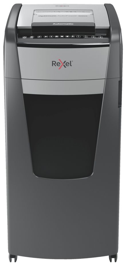 2020600XEU - Destructora Rexel AutoFeed+ 600X Papel/Tarjetas de crdito/Grapas/Clips Corte en Partculas P-4 110L Negra/Gris (2020600XEU)