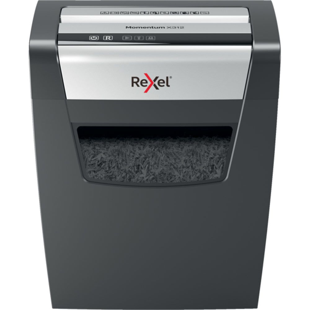 2104571EU - Destructora Rexel Momentum X410 Papel/Grapas/Clips Corte Cruzado P-4 23L Negra/Gris (2104571EU)