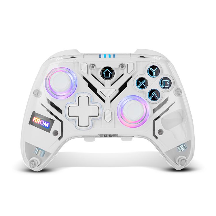 NXKROMKRYSTAL - GamePad KROM Krystal RGB Wireless Bluetooth5.0, Carcasa transparente, Compatible con PC, Switch, Switch2, IOS y ANDROID. (NXKROMKRYSTAL)