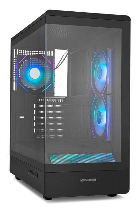 NXHUMMERSIGNALBK - Caja Nox Hummer Signal Frameless Panel Lateral de Cristal Templado ARGB 2xUSB-A 3.0 1xUSB-C 3.1 ATX mATX Negra (NXHUMMERSIGNALBK)