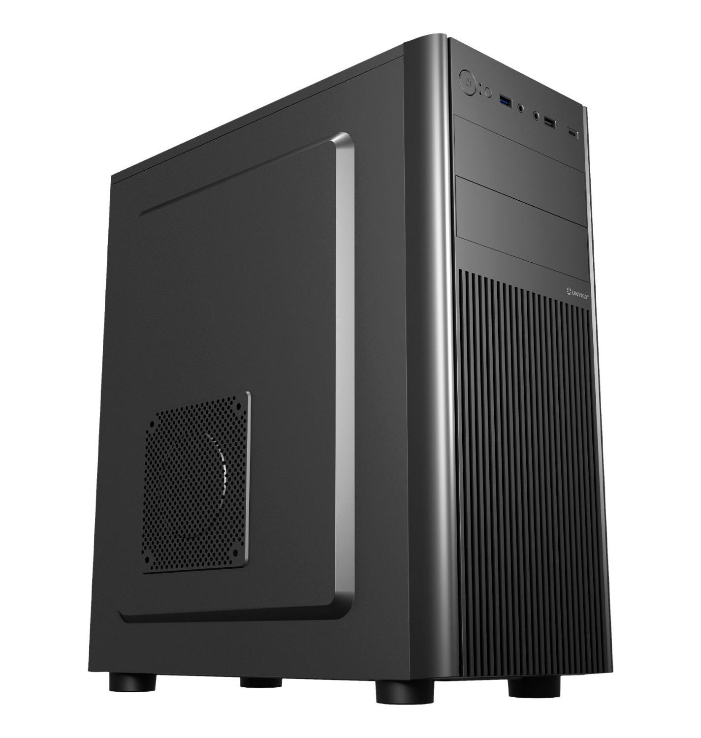 UK180260 - Caja UNYKA UK8026 1xUSB 2.0 1xUSB-A 3.0 1xUSB-C 3.1 ATX ITX mATX Negra (UK180260)