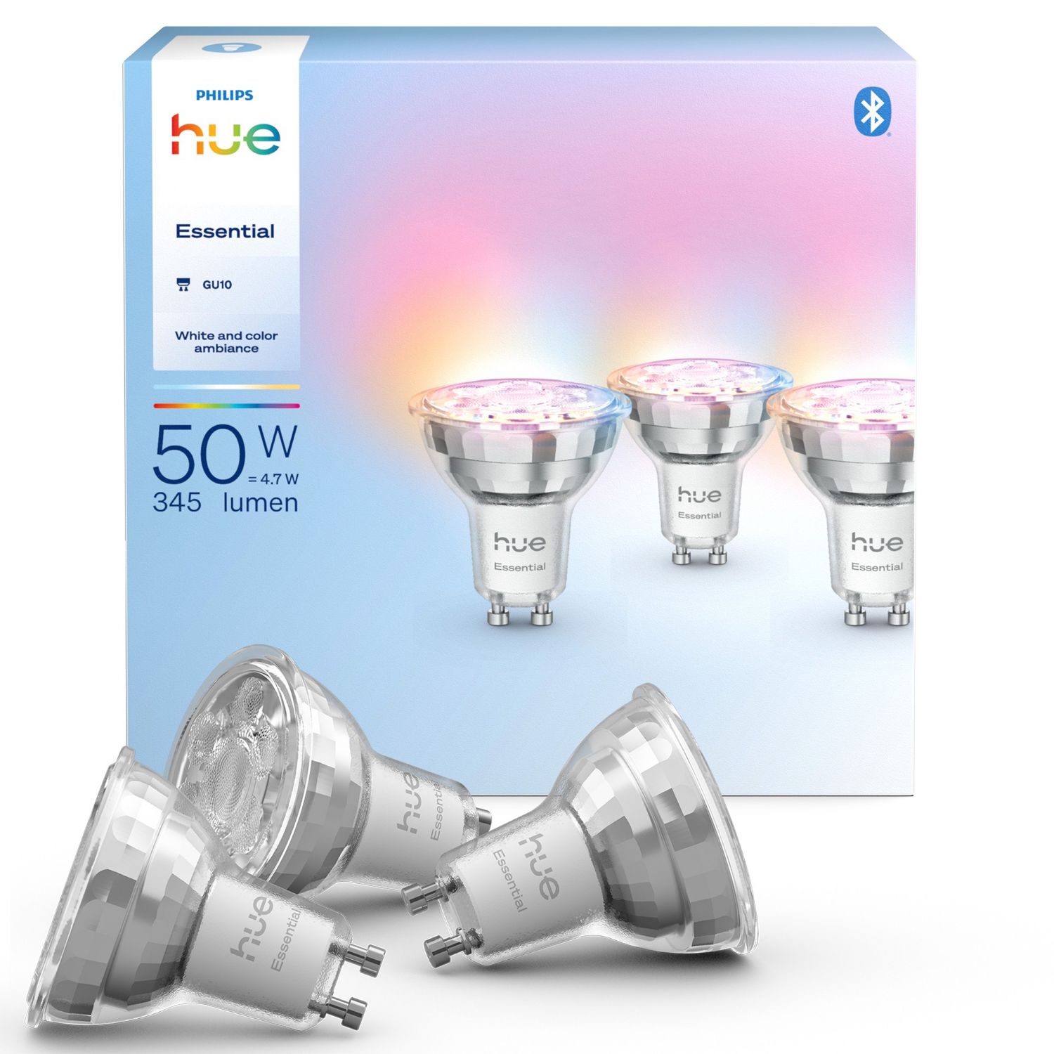 929004235704 - Bombilla Inteligente Philips Hue GU10 345L, Bluetooth, compatible Alexa/Google/HomeKit, 3Unidades. (929004235704)