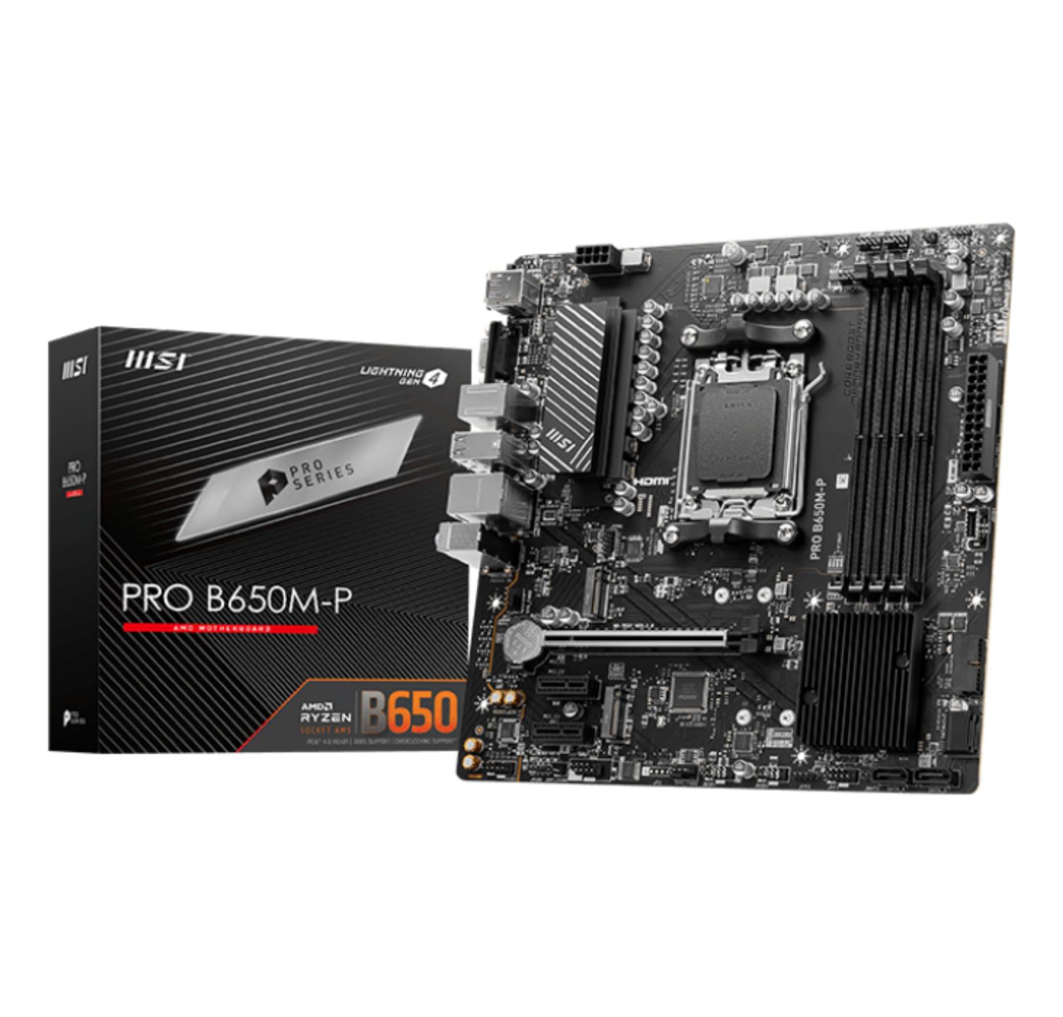 911-7E27-001 - MSI PRO B650M-P:(AM5) 4DDR5 4SATA3+2M.2 HDMI VGA DP 7Usb3.2 mATX (911-7E27-001)