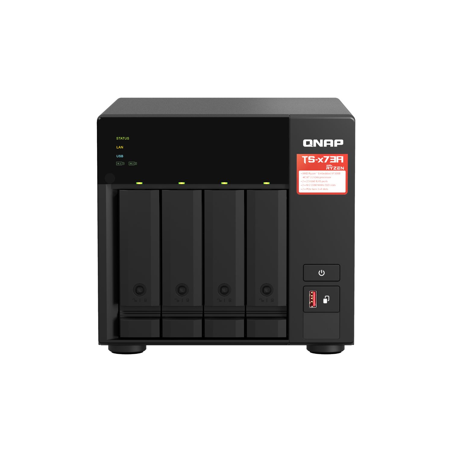 TS-473A-8G - Nas QNAP Ryzen V1500B 8Gb 2M.2 4Bahas 2x2.5Gbe (TS-473A-8G)
