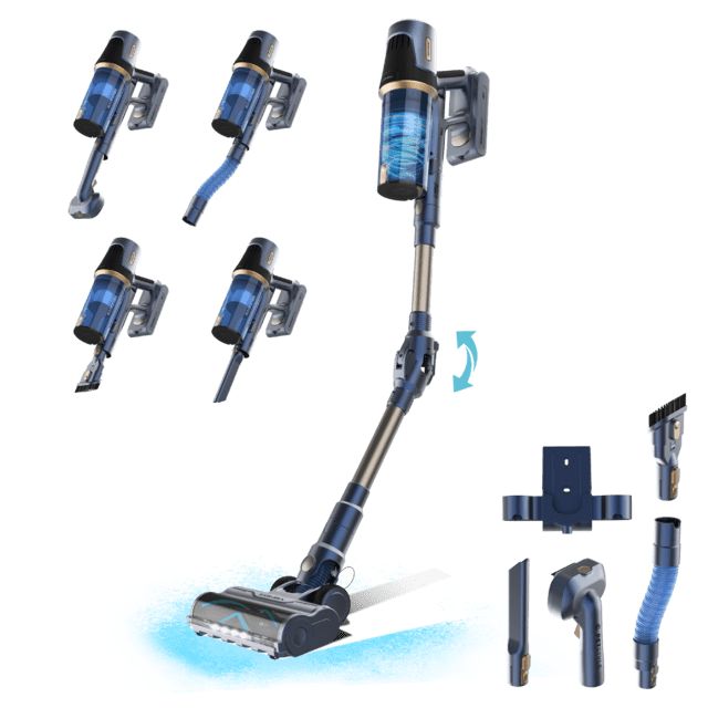 A01_EU01_114478 - Aspirador Escoba Cecotec Conga Rockstar RS70 Pet Flex Compact, sin cables con 500 W y 150 AW de potencia de succin. Modo Auto. Cepillo para animales y tubo flexible. Limpia hasta 140 m2 sin parones en modo Eco.(A01_EU01_114478)