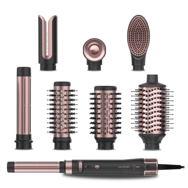 A01_EU01_110326 - Cepillo moldeador de pelo Cecotec CeramicCare 8in1 AirGlam Gyro, alisar, moldear y rizar tu cabello, motor brushless, funcin rotativa y revestimiento de cermica y queratina. (A01_EU01_110326)