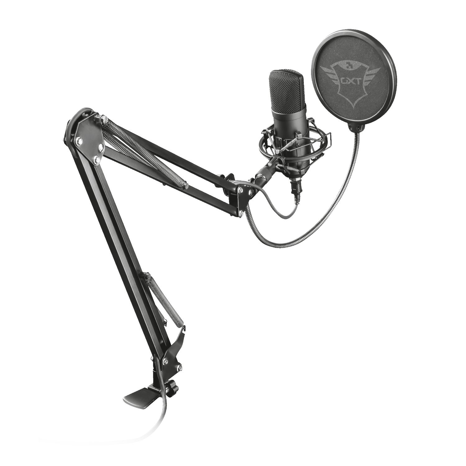 22400 - Micrfono TRUST GXT 252+ Emita Profesional de estudio, con brazo ajustable y patrn de grabacin cardioide de alta precisin; para msica en streaming, podcasts, locuciones y msica acstica. (22400)