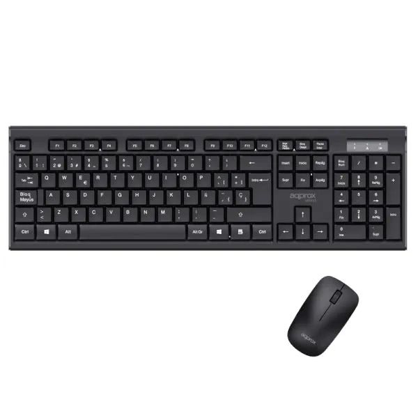 APPMX410 - Kit Teclado + Ratn APPROX Multimedia 105 Teclas Wireless 2.4GHz 1000dpi 3 Botones Negro (APPMX410)