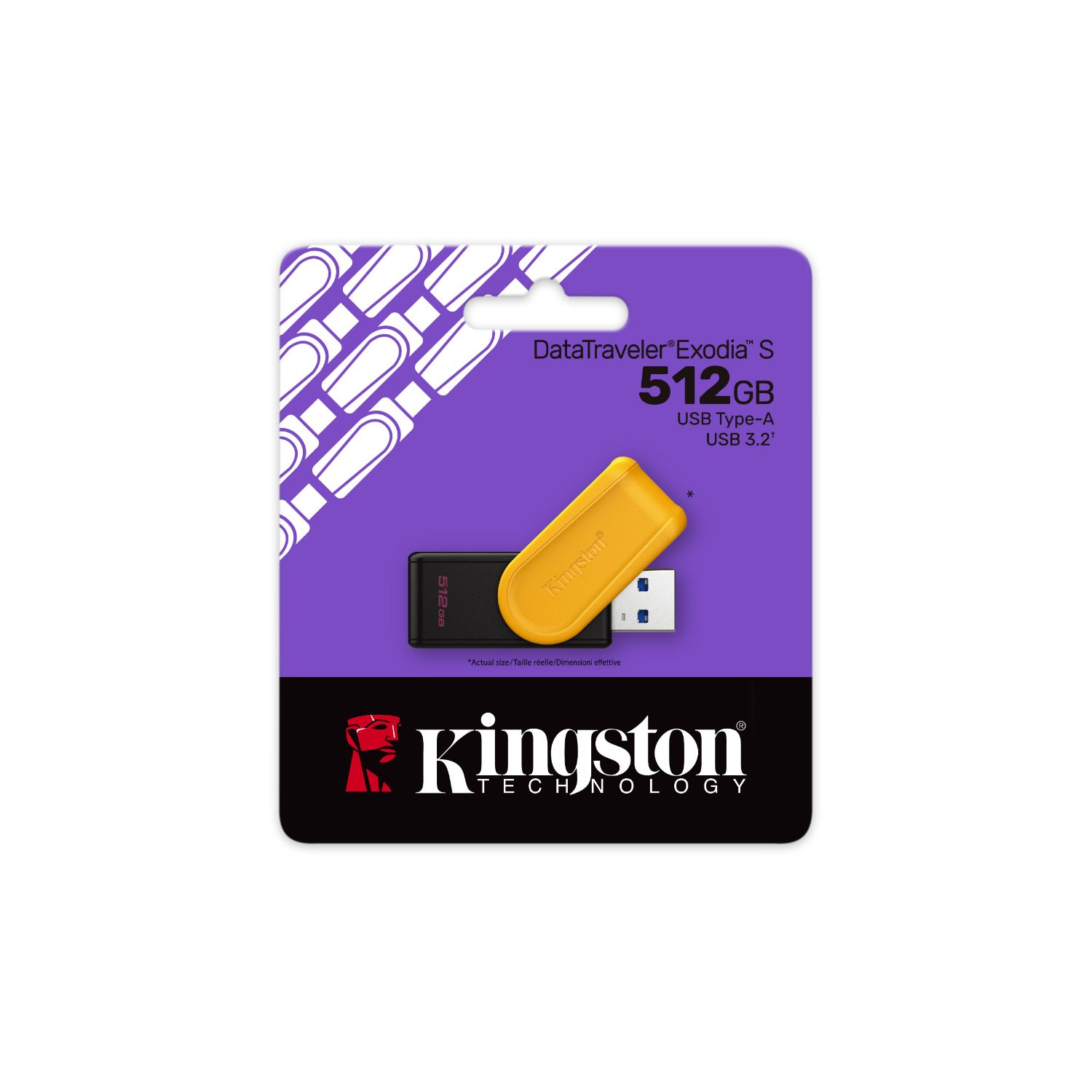 DTXS/512GB - Pendrive Kingston DataTraveler Exodia S 512Gb Usb3.2, Tapn giratorio, Negro/Amarillo. (DTXS/512GB)