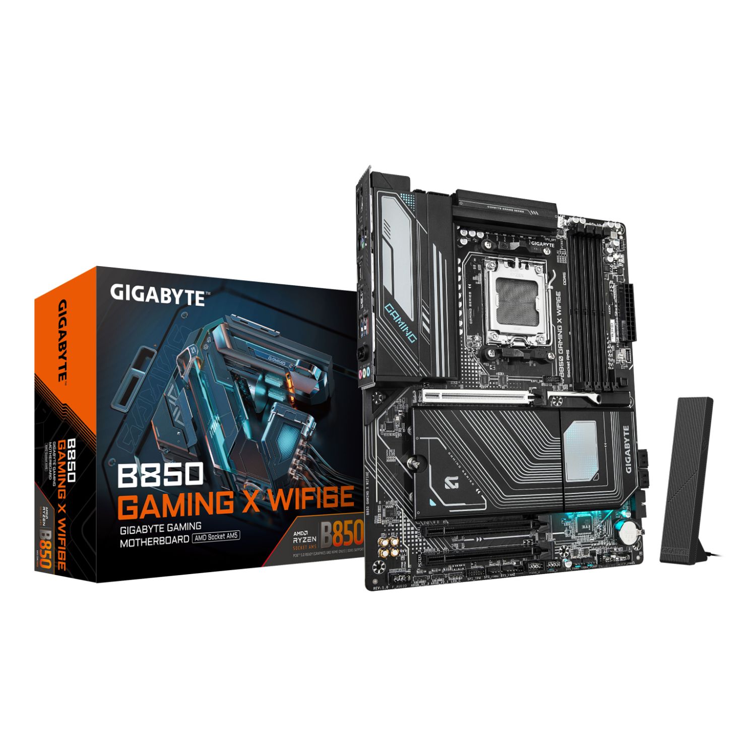 9MB85GMX6-00-G10 - Placa base GIGABYTE B850 GAMING X WIFI6E: (AM5) 4DDR5 4SATA3 M.2 USB HDMI DP RJ45 7.1 ATX WiFi 6E Bluetooth 5.3 Ethernet 2.5 GbE (9MB85GMX6-00-G10)