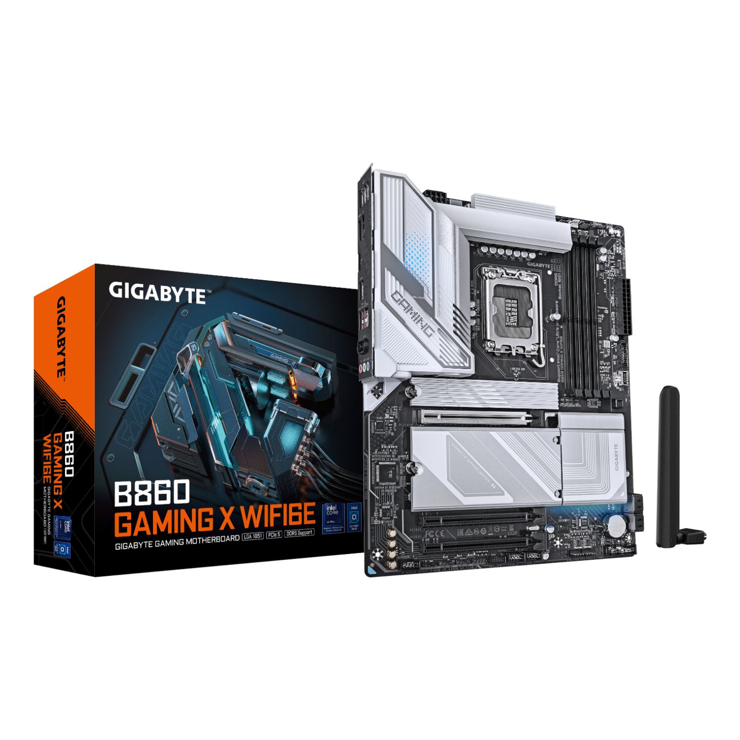 9MB86GMX6-00-G10 - Placa base GIGABYTE B860 GAMING X WIFI6E: (1851) 4DDR5 SATA3 M.2 USB HDMI DP RJ45 7.1 ATX WiFi 6E Bluetooth 5.3 Ethernet 2.5 GbE (9MB86GMX6-00-G10)