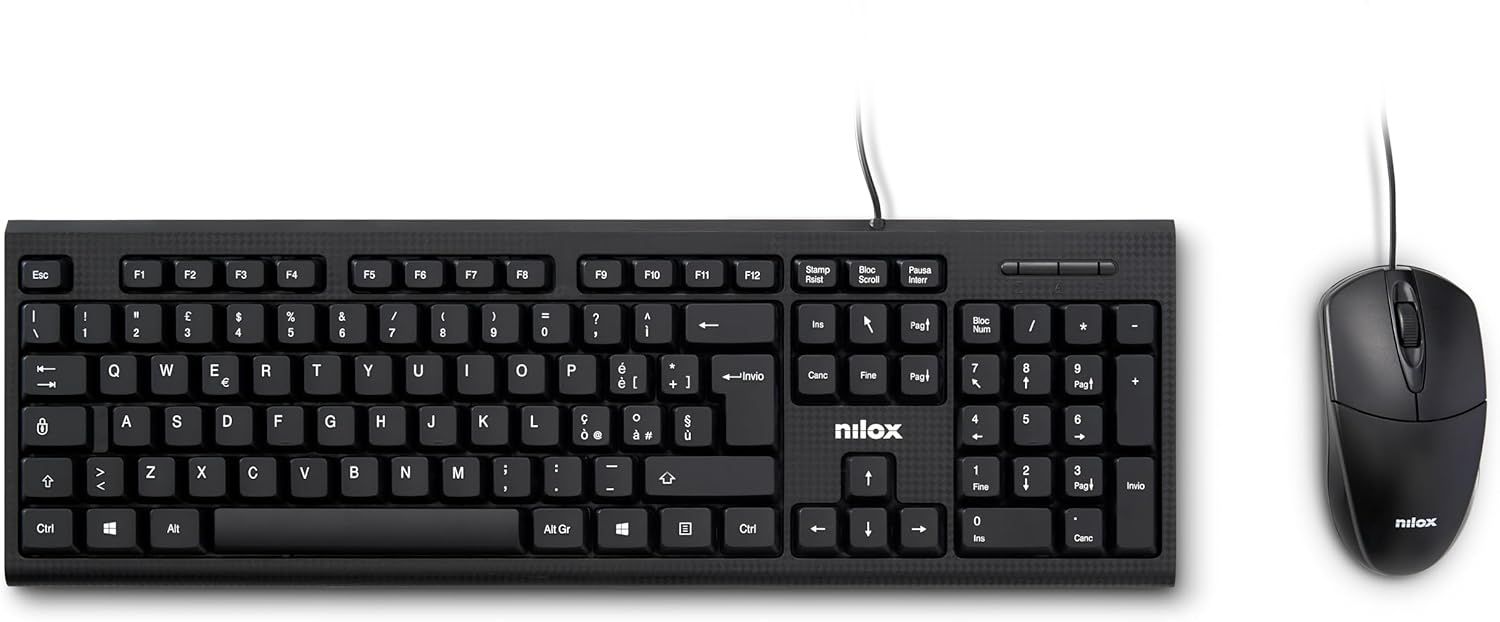 NXKMIT0011 - Kit Teclado + Ratn NILOX en Italiano USB 1600dpi Negro (NXKMIT0011)