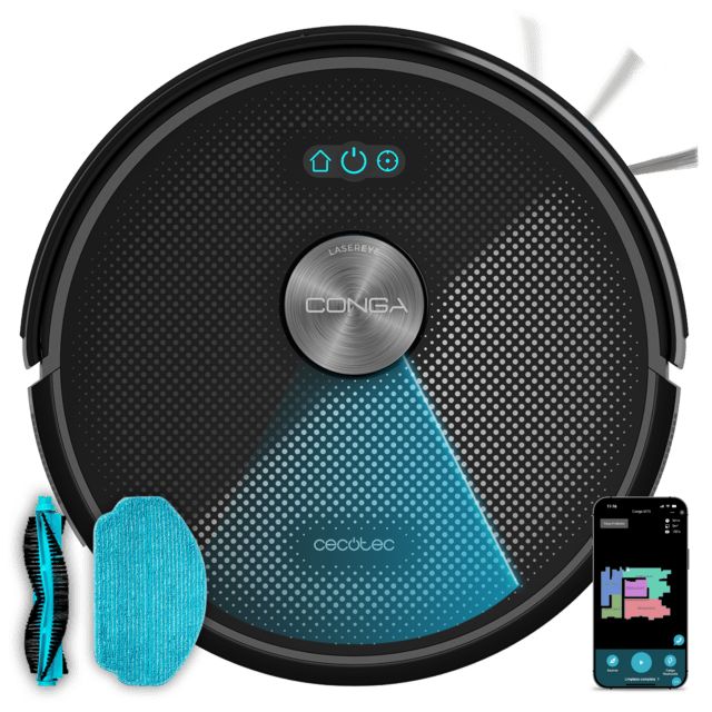 A01_EU01_114516 - Robot Aspirador Cecotec Conga M50 on Navegacin lser APP, Wifi, 5000Pa, 160 m2 de autonoma. Cepillo multifuncin para todas las superficies. (A01_EU01_114516)