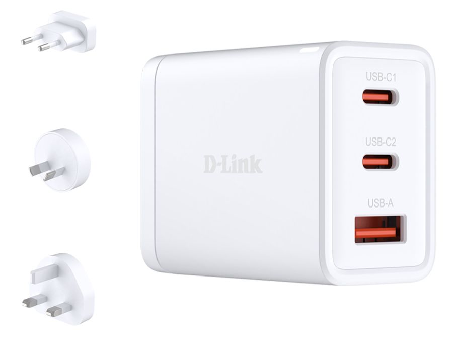 DCP-651 - Cargador de Pared D-LINK GaN 2Usb-C 1Usb-A 65W Blanco (DCP-651)