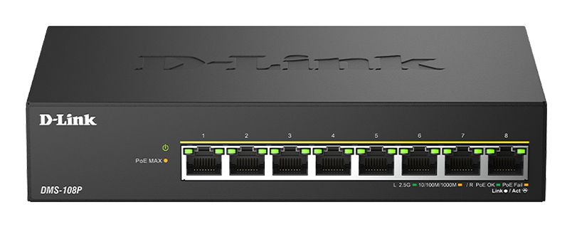 DMS-108P/E - Switch D-Link 8xRJ45 PoE 290W Ethernet GbE/2.5 GbE Negro (DMS-108P/E)