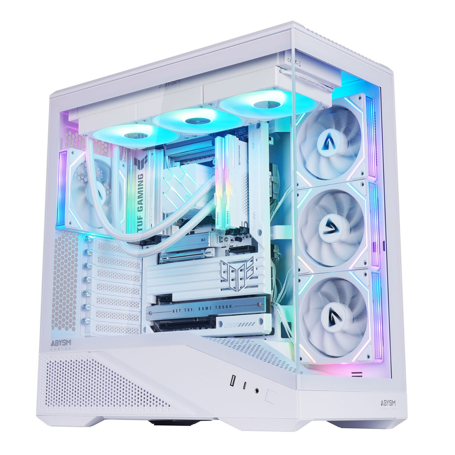 AB123533W - Caja Abysm Gaming Arian Frame A400 Panel Lateral de Cristal Templado ARGB 1xUSB-A 3.0 1xUSB-C 3.1 ATX mATX Mini-ITX Blanca (AB123533W)
