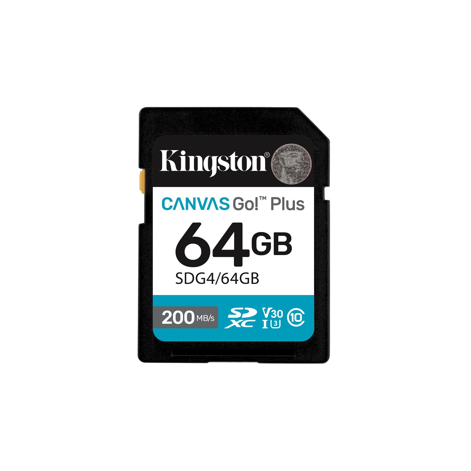 SDG4/64GB - Tarjeta Memoria Kingston SDXC Canvas Go Plus 64Gb Gen4 C10 UHS-I Class 3 (U3) V30 Lectura 200 MB/s Escritura 100 Mb/s Negro (SDG4/64GB)