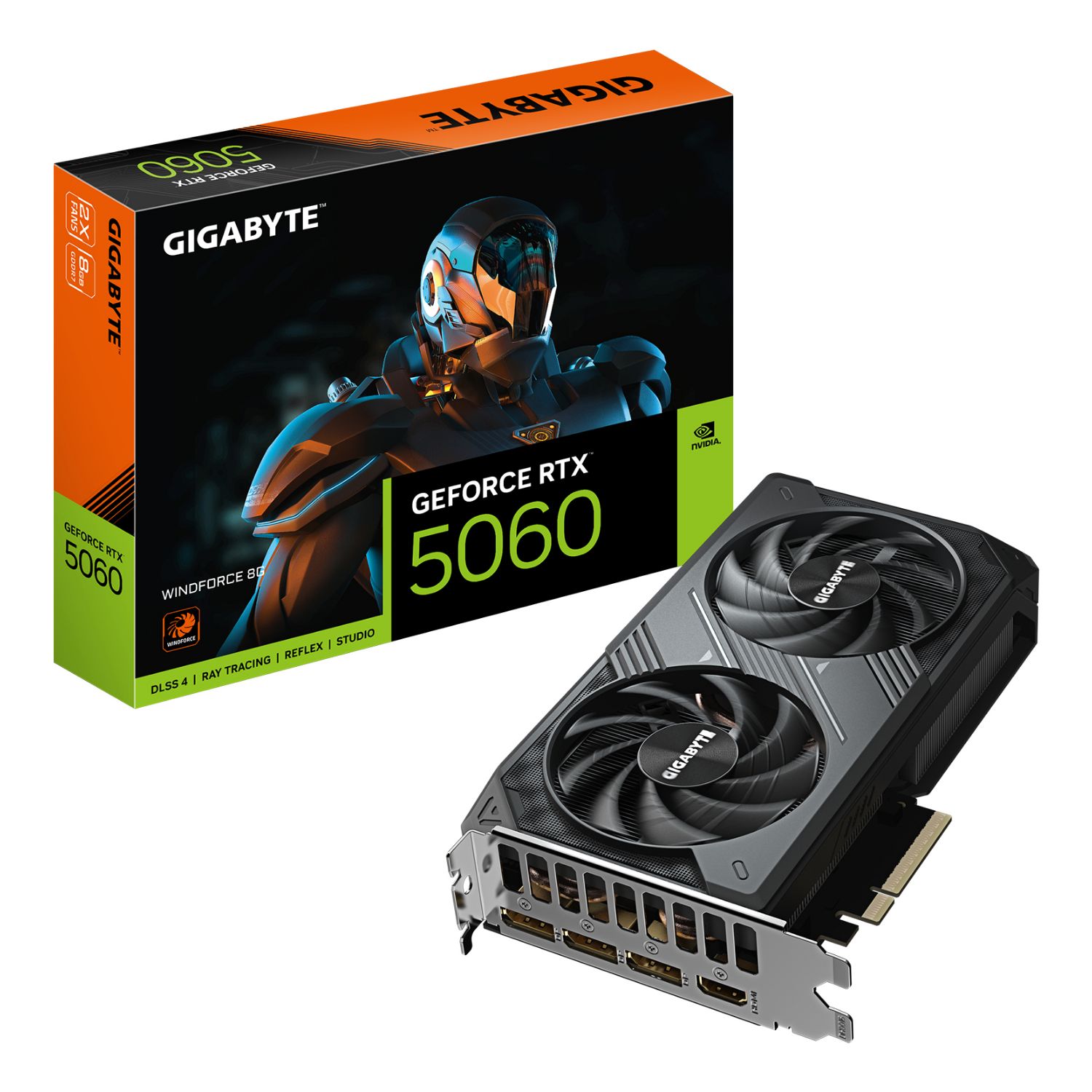 9VN5060W-00-G10 - Tarjeta Gr�fica GIGABYTE Nvidia GeForce RTX 5060 WINDFORCE 2X 8Gb GDDR7 3xDP 2.1b 1xHDMI 2.1b PCIe 5.0 OpenGL 4.6 DirectX 12.0 (9VN5060W-00-G10)
