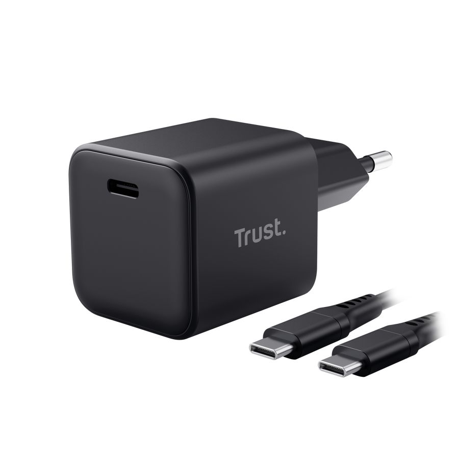 26046 - Cargador de Pared Trust Maxo GaN 65W 1xUSB-C PD 3.0/PPS + Cable Negro (26046)
