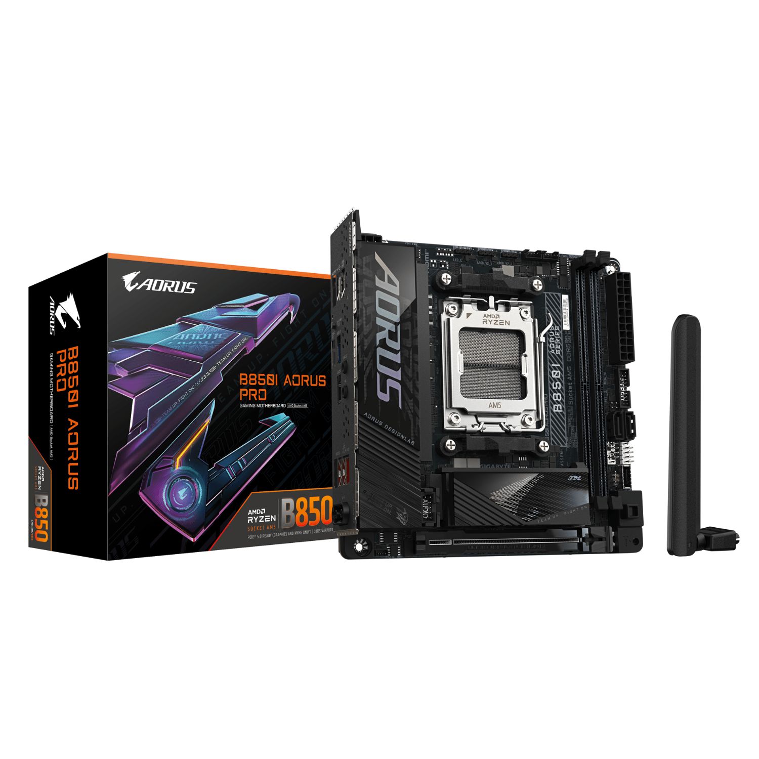 9AB85IPRO-00-G10 - Placa base GIGABYTE B850I AORUS PRO 1.0: (AM5) 2DDR5 M.2 SATA3 USB DP HDMI RJ45 Mini ITX WiFi 7 Bluetooth Ethernet GbE (9AB85IPRO-00-G10)