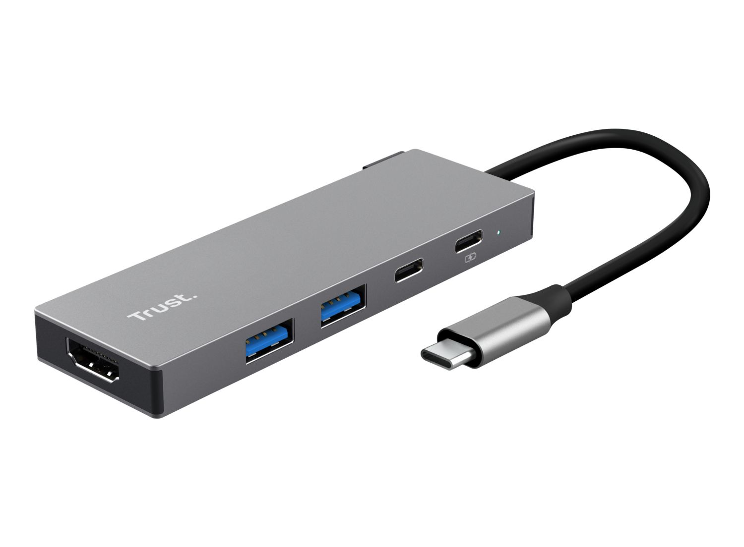 26062 - Adaptador Trust Dalyx 5en1 USB-C a 2xUSB-C/2xUSB-C/1xHDMI Gris (26062)