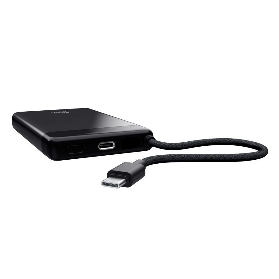 25880 - PowerBank Trust Fiera 10000mAh 20W 2xUSB-C PD 3.0/PPS con cable fijo para carga rpida Negro (25880)