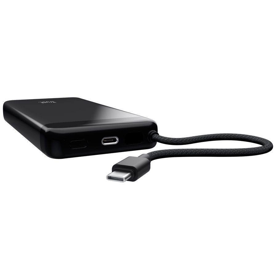 25881 - PowerBank Trust Fiera 20000mAh 20W 2xUSB-C PD 3.0/PPS con cable fijo para carga rpida Negro (25881)