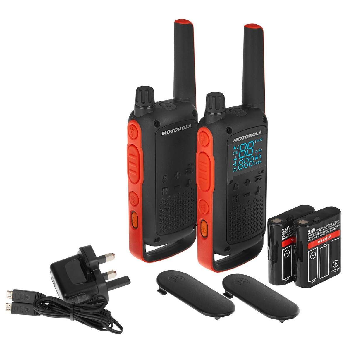 B8P00811EDRMAW - Walkie Talkie Motorola T82 2 Unidades Negro/Rojo (B8P00811EDRMAW)