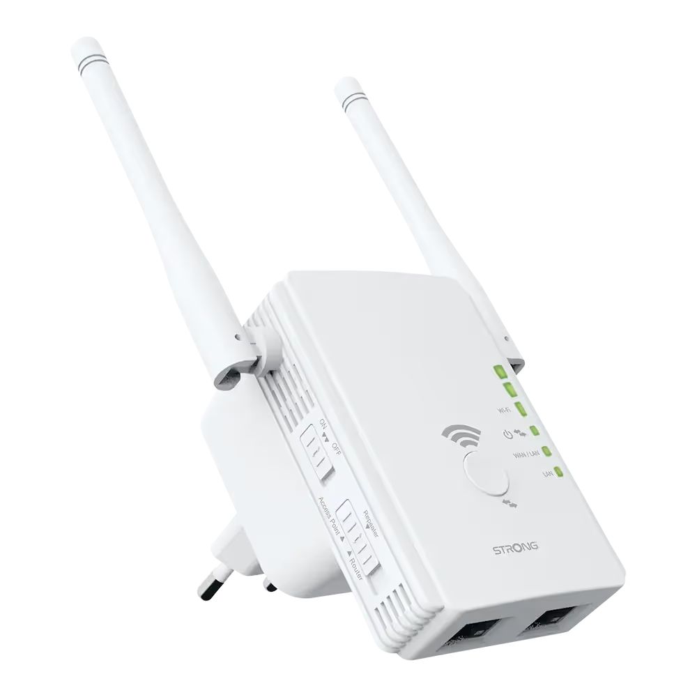REPEATER300V2 - Repetidor Strong 300 Mbit/s WiFi 2.4GHz 2xRJ45 Ethernet 10/100 2 Antenas Externas Blanco (REPEATER300V2)