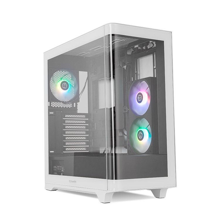 NXHUMMERETHERBW - Caja Gaming NOX Hummer Ether Panel Lateral/Frontal de Cristal Templado 2xUSB-A 3.0 1xUSB-C 3.1 ATX ITX Mini-ITX Negra/Blanca (NXHUMMERETHERBW)