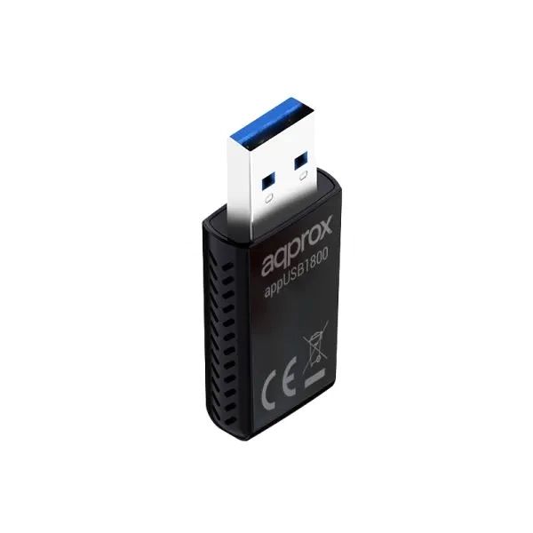 APPUSB1800 - Adaptador APPROX Wi-Fi 6 Usb-A3.0, dual Band 2.4GHz y 5GHz . Negro (APPUSB1800)
