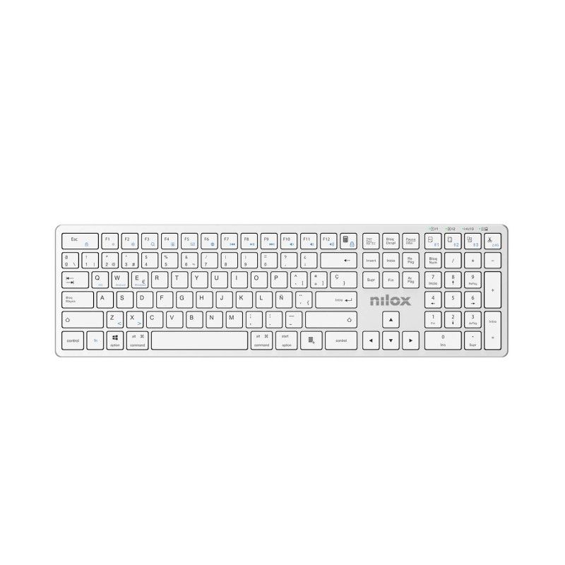 NXKBW01S - Teclado Nilox Wireless Bluetooth Blanco, 110 teclas, bater�a de litio de 250mAh y una autonom�a de hasta 75horas. (NXKBW01S)