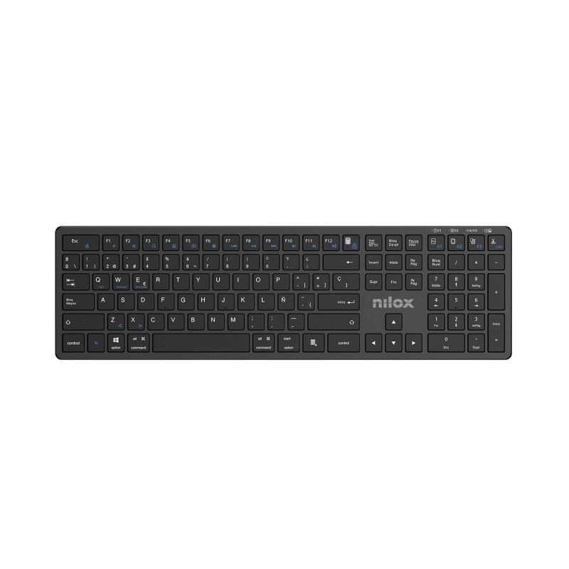NXKBW01B - Teclado Nilox Profesional Dual Wireless Bluetooth, Negro, con 110 teclas, bater�a de litio de 250mAh y una autonom�a de hasta 75horas. (NXKBW01B)