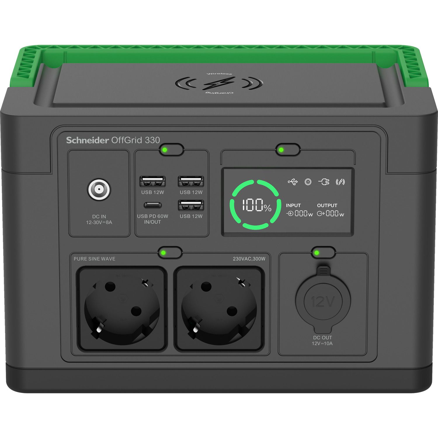 PPS330-GR - Power Station APC 330W Carga por panel Solar/Usb-C PD/corriente directa, LCD, 2Tomas AC, 3Usb-A, 1PD. (PPS330-GR)