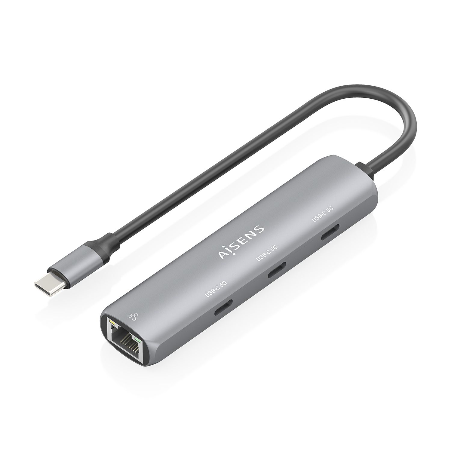 ASUC-4P041-GR - Docking Station AISENS USB-C a 3xUSB-C/1xRJ45 Ethernet GbE 15cm Gris (ASUC-4P041-GR)