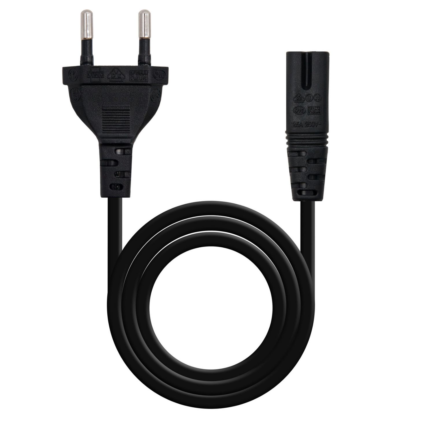 10.22.0402-L300 - Cable Alimentacion Nanocable con forma 8, CEE7/16/M ? C7/H, 3m,Negro. (10.22.0402-L300)