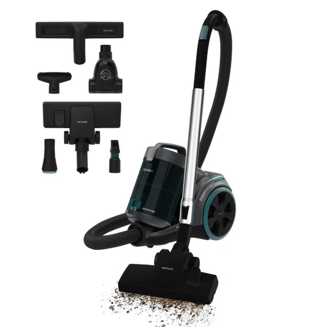 04467 - Aspirador de trineo CECOTEC Conga Rockstar Multicyclonic XL PowerStyle, 900W, Multicicl�nico sin bolsas. Regulador de potencia. M�xima capacidad del dep�sito de hasta 3,3 L con doble filtro HEPA y tubo telesc�pico met�lico. Radio de acci�n de 8m. (04467)