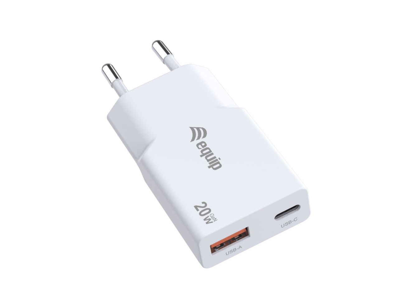 245522 - Cargador de Pared EQUIP GaN 1xUSB-A 2xUBC-C PD 3.0 QC 3.0 20W Blanco (245522)
