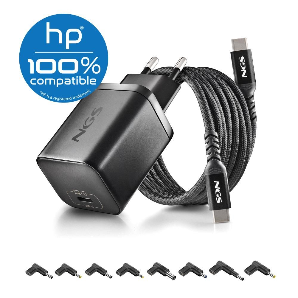 BUD65W-H - Cargador NGS para port�til HP 1Usb-C, cable Usb-C 1.5m, 65W, 8conectores. (BUD65W-H)
