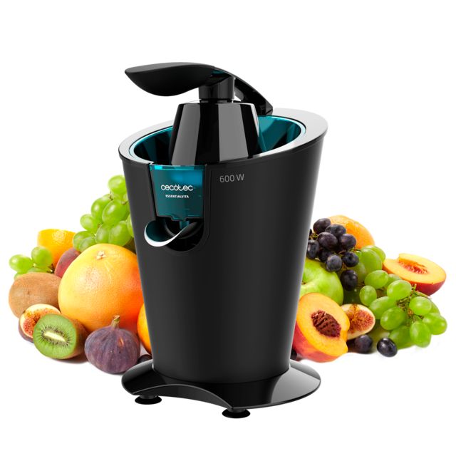 03098 - Exprimidor El�ctrico Cecotec EssentialVita PowerFresh 600, 600w, Filtro de Acero inoxidable, 2 Conos Desmontables, Boquilla antigoteo, Cuerpo Negro con Acabado Soft Touch. 600w(03098)