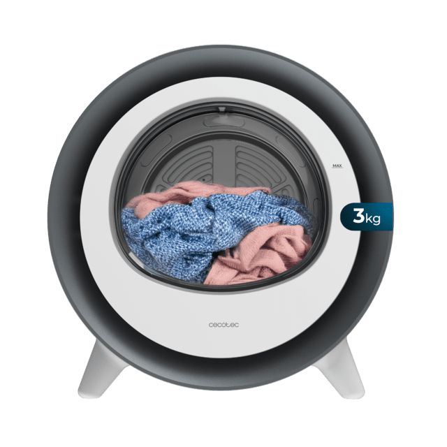 A01_EU01_111287 - Secadora Cecotec Bolero DressCode Dry 3500V Silver compacta de evacuaci�n de 3 kg, color blanco con gris cromado, secado autom�tico inteligente y Control Touch, funci�n UV Care, tambor inox con giro bidireccional y sistema anti-arrugas, (A01_EU01_111287)