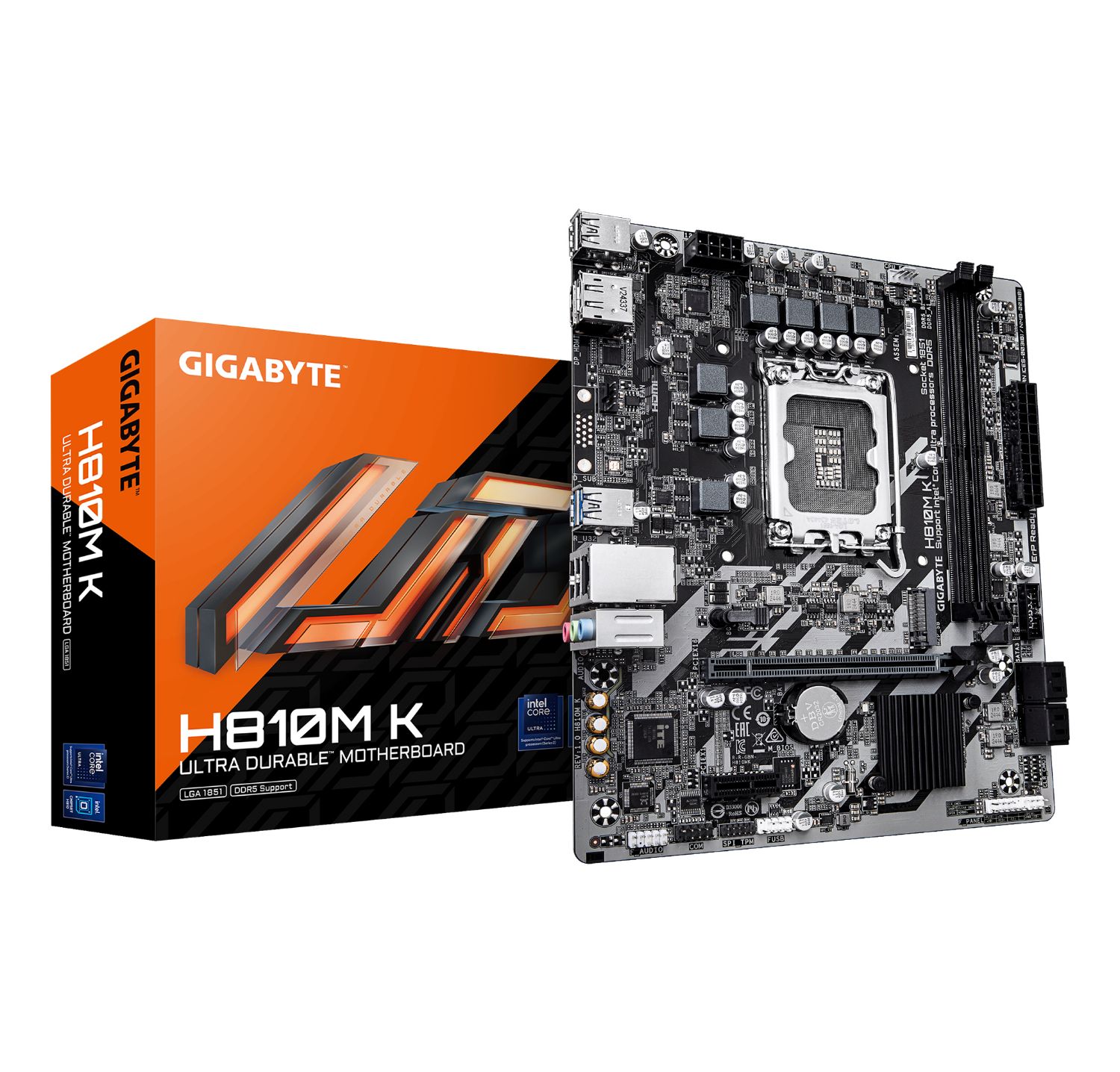 9MH810MK-00-G10 - Placa base GIGABYTE H810M K: (LGA1851) 2DDR5 M2 SATA3 PCIe 4.0 USB HDMI DP RJ45 mATX 7.1 Ethernet (9MH810MK-00-G10)