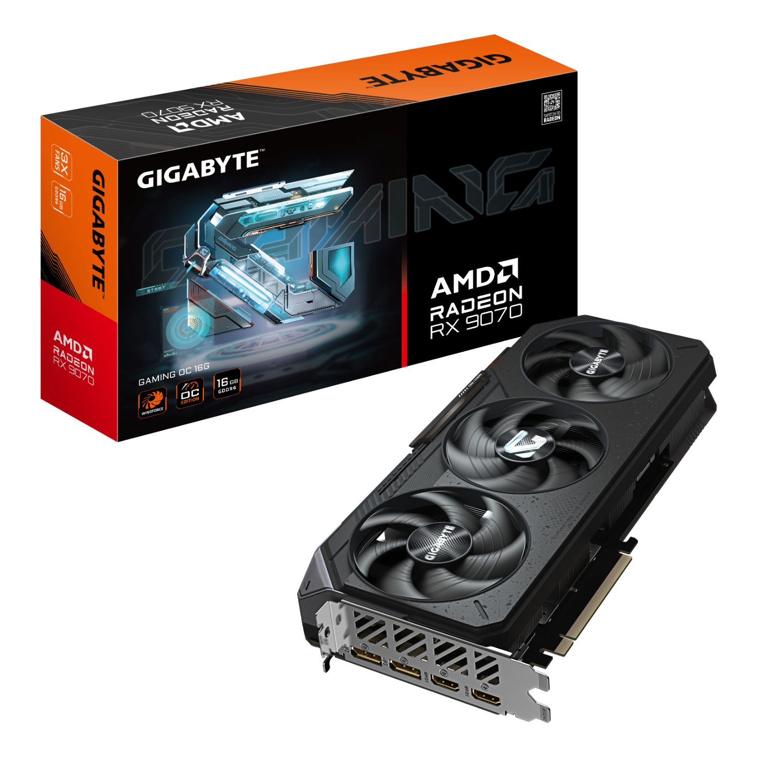 9VR9070GO-00-G10 - Tarjeta Gr�fica GIGABYTE AMD Radeon RX9070 GAMING OC 16Gb GDDR6 2xDP 2.1b 2xHDMI 2.1b PCIe 5.0 OpenGL 4.6 DirectX 12.0 (9VR9070GO-00-G10)