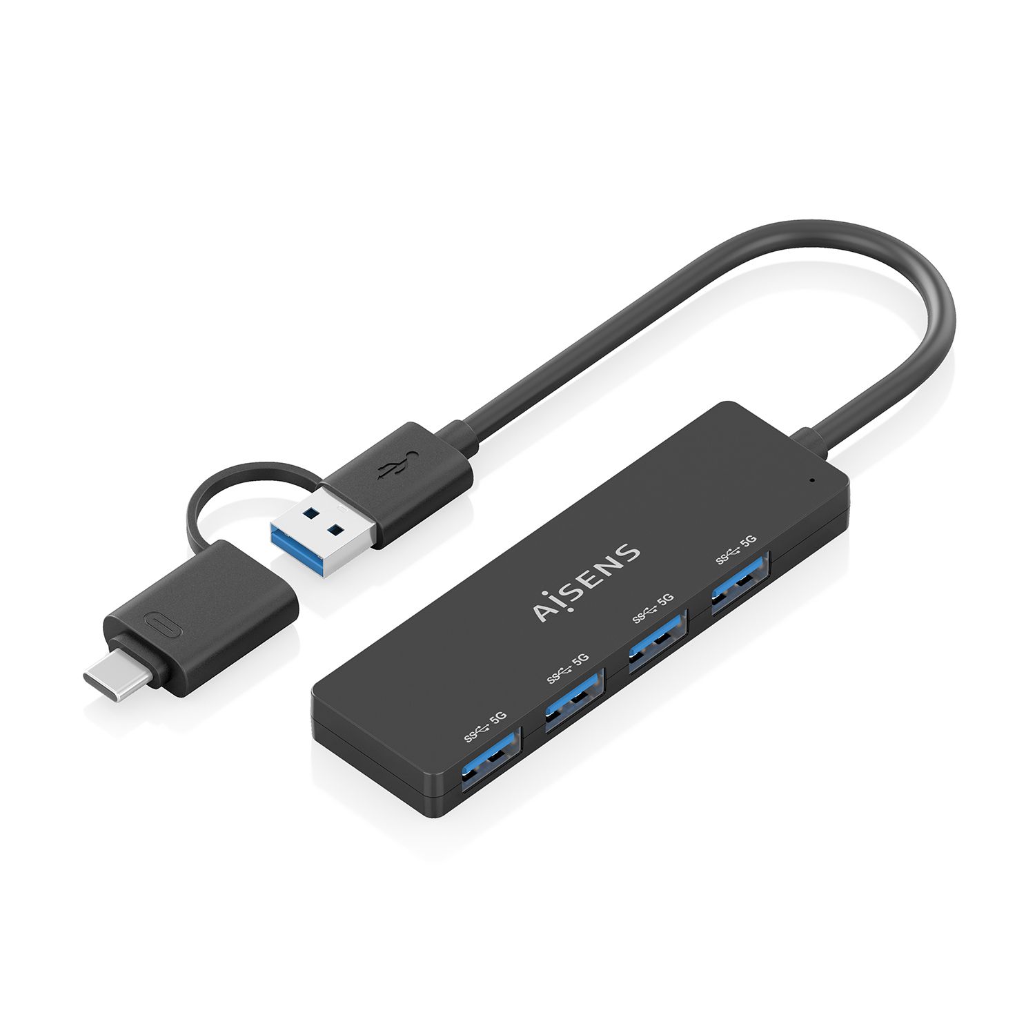 A109-0987 - Hub AISENS USB-A + Adaptador USB-C a 4xUSB-A 3.0 Negro (A109-0987)