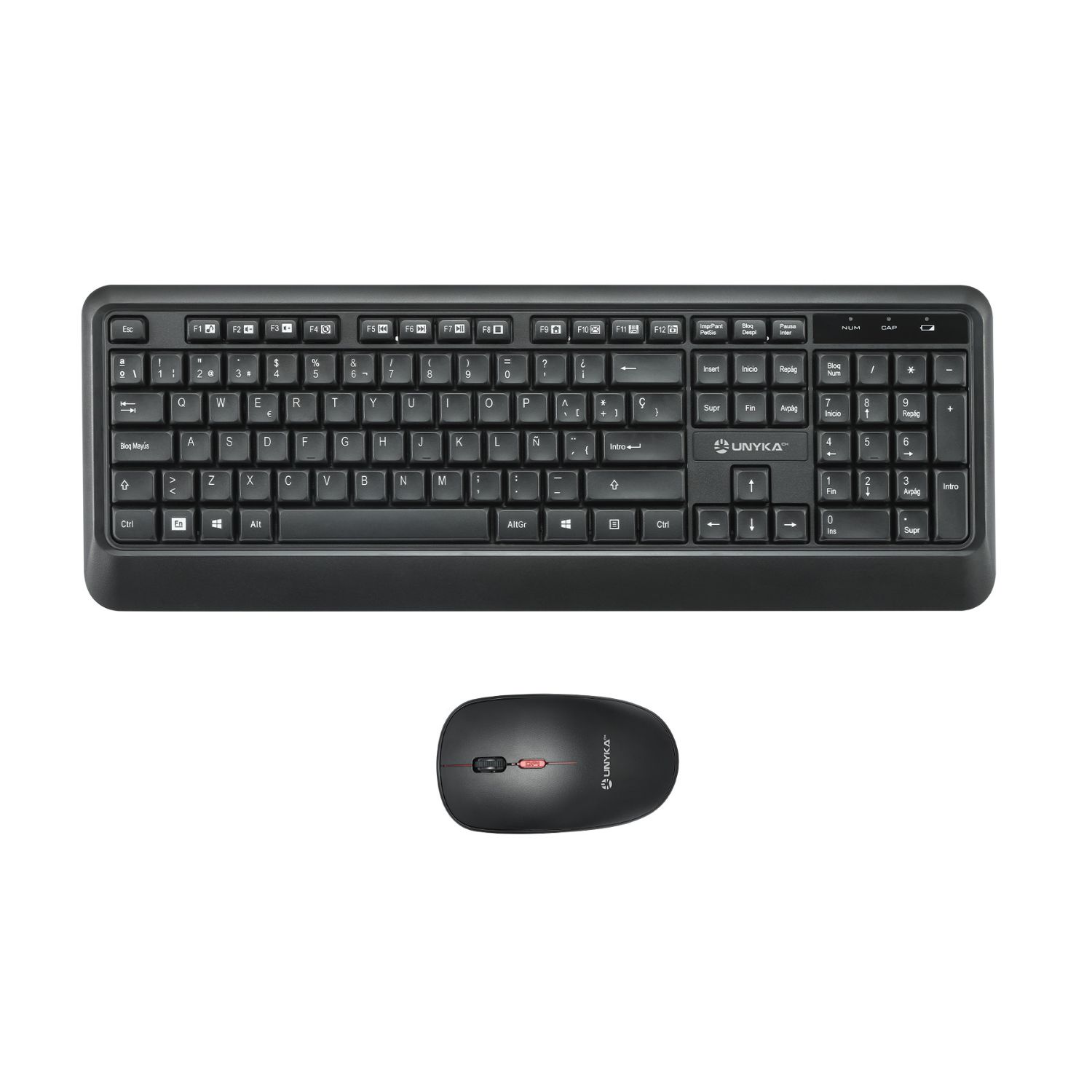 UK50547 - Kit Teclado + Rat�n UNYKA Combo UK39 QWERTY RF Wireless �ptico 1600dpi Negro (UK50547)